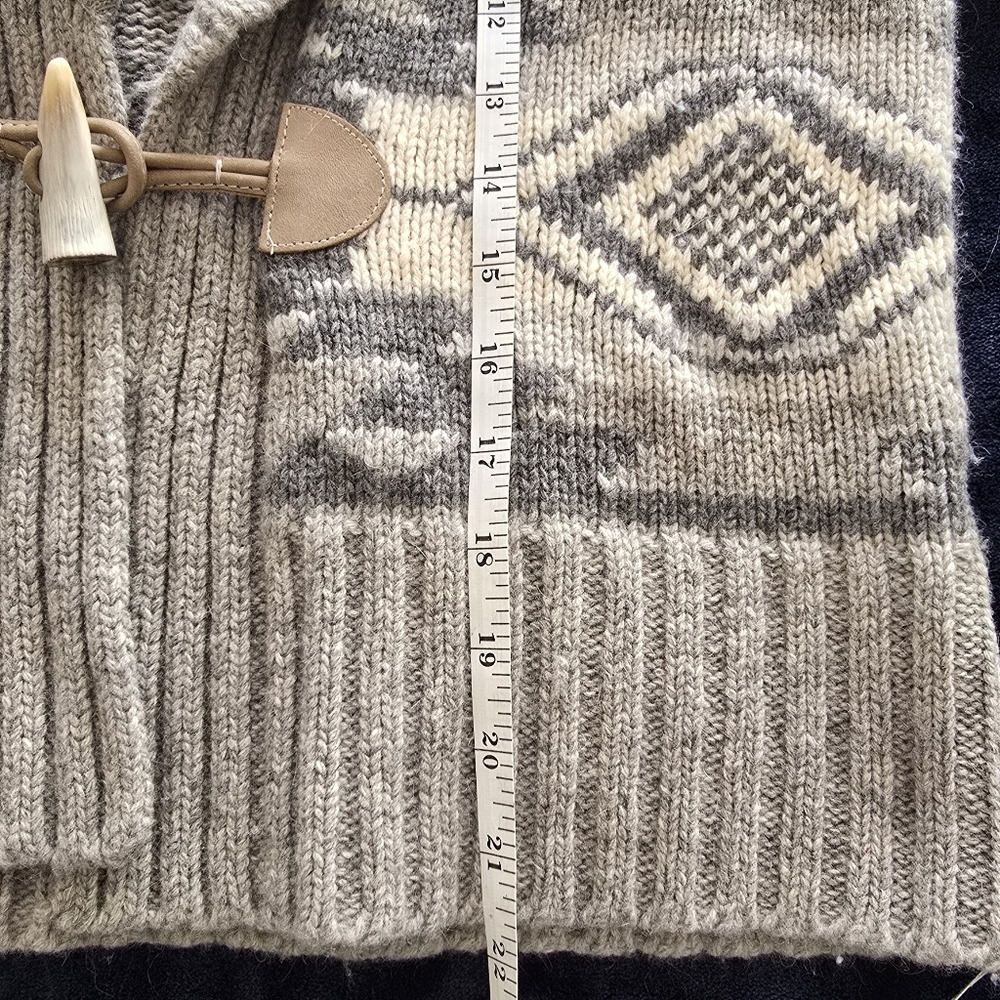 RALPH LAUREN WOOL Cardigan Grey Knit Southwestern Pattern Size M - Picture 11 of 13